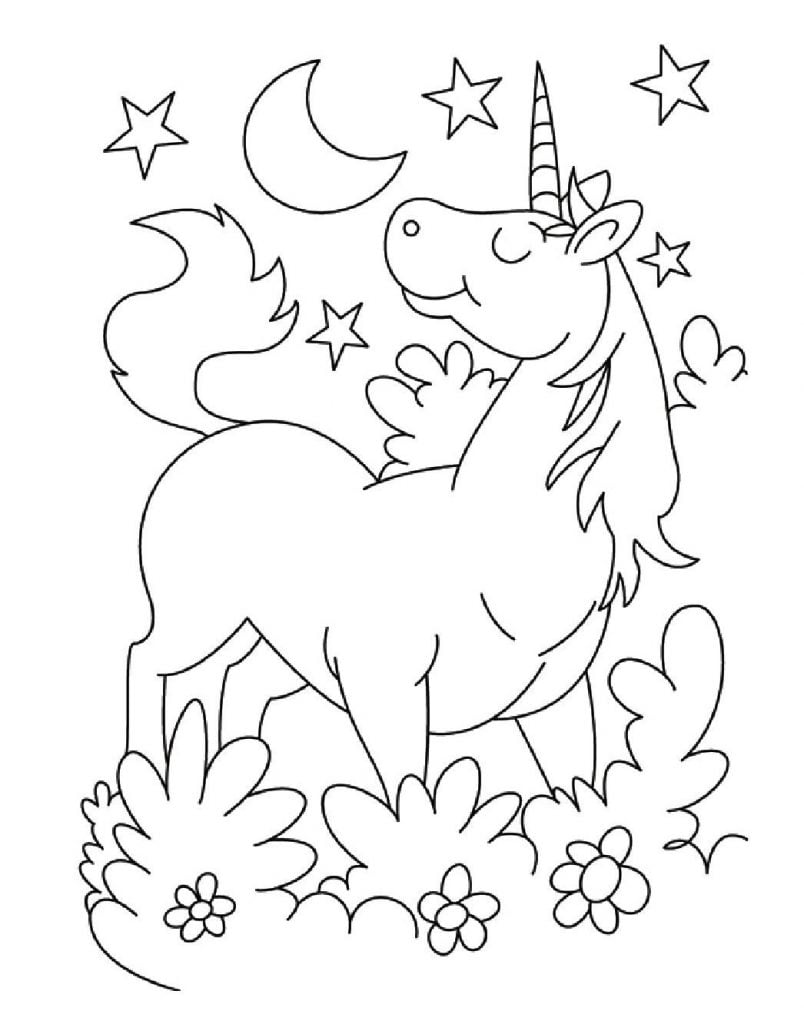 Enhörning natt, målarbild