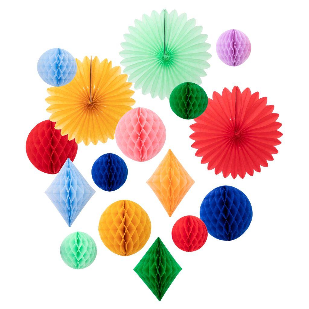 Regnbågs Honeycomb Dekorations Kit