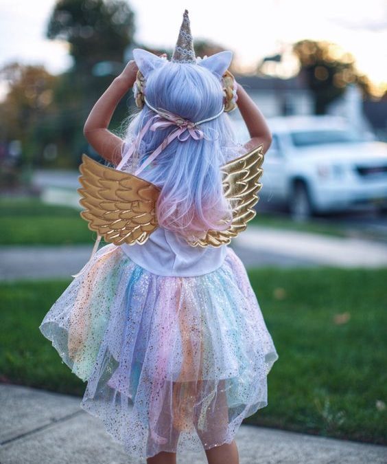 Halloween unicorn smink och kostym för barn