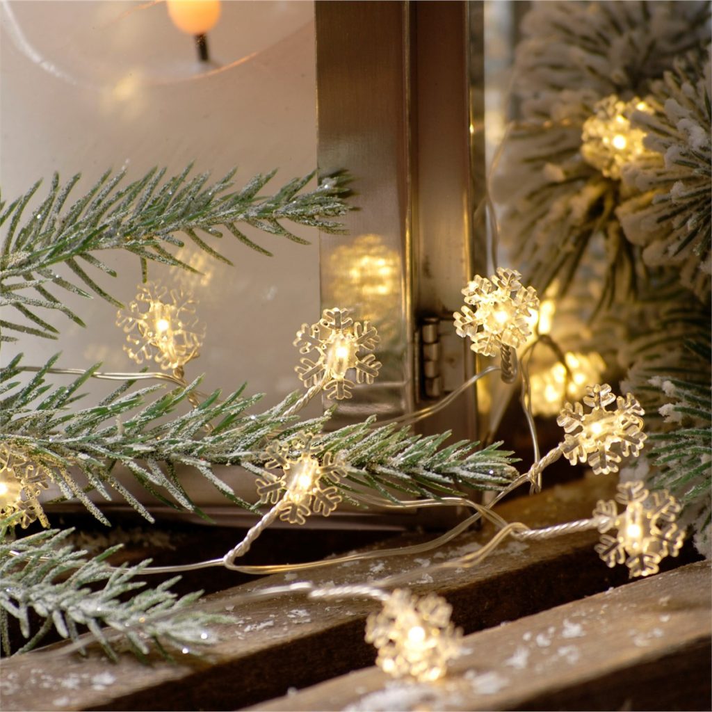 mini LED ljusslinga snöflingor