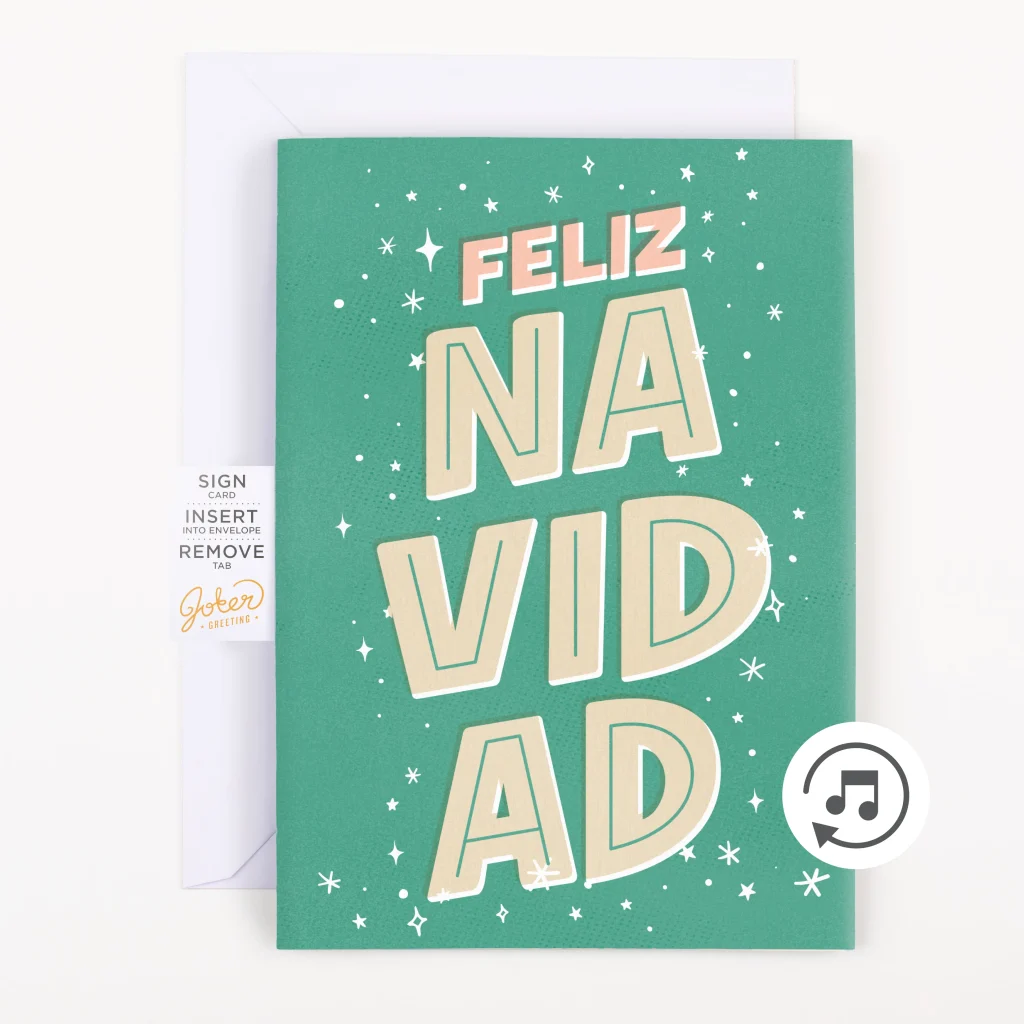 Evighetskort aldrig avslutande Feliz navidad julkort