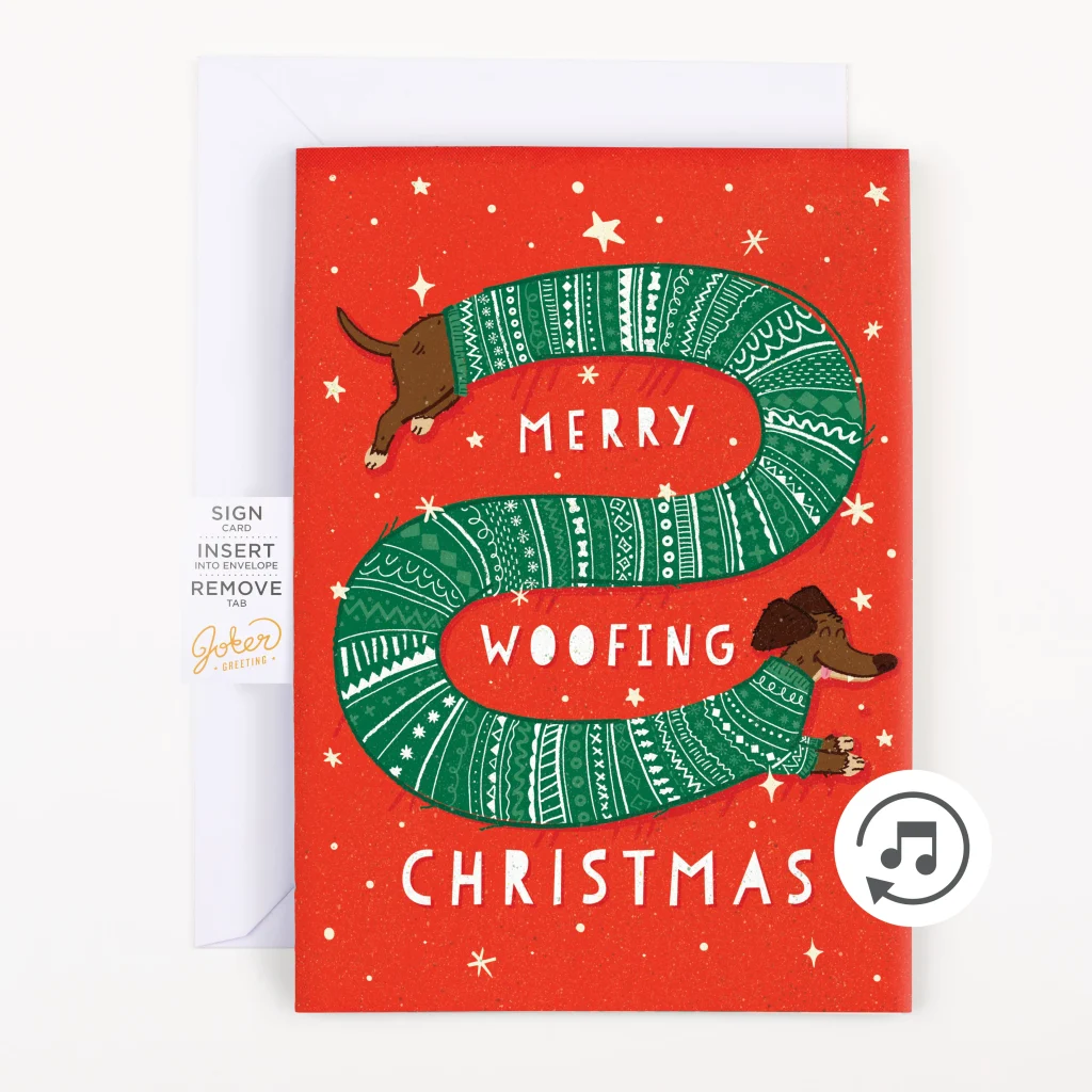 Evighetskort aldrig avslutande merry woofing christmas julkort