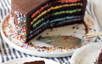 Chokladtårta med regnbågsfrosting – ett recept för chokladälskare