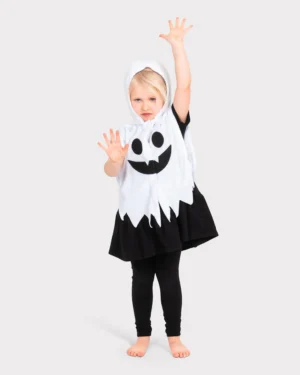 Mini Cape Vitt Spöke (86–110 cl) – Den Goda Fen - Halloweendräkt för Barn