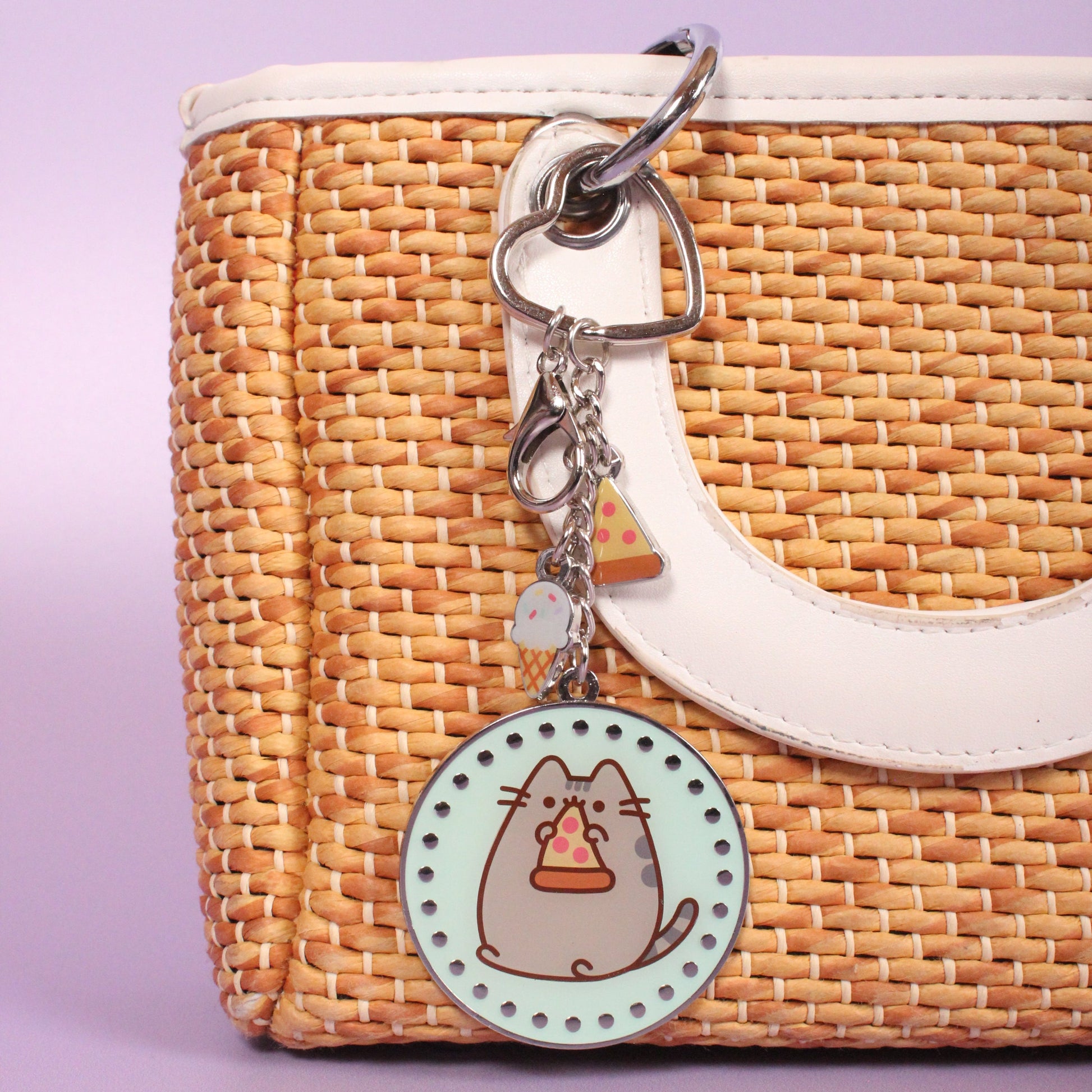 Pusheen the Cat Nyckelring med Pizza & Miniberlocker – Silver - Bild 3