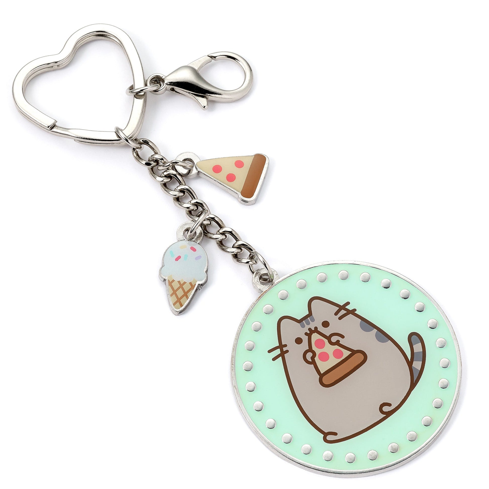 Pusheen the Cat Nyckelring med Pizza & Miniberlocker – Silver