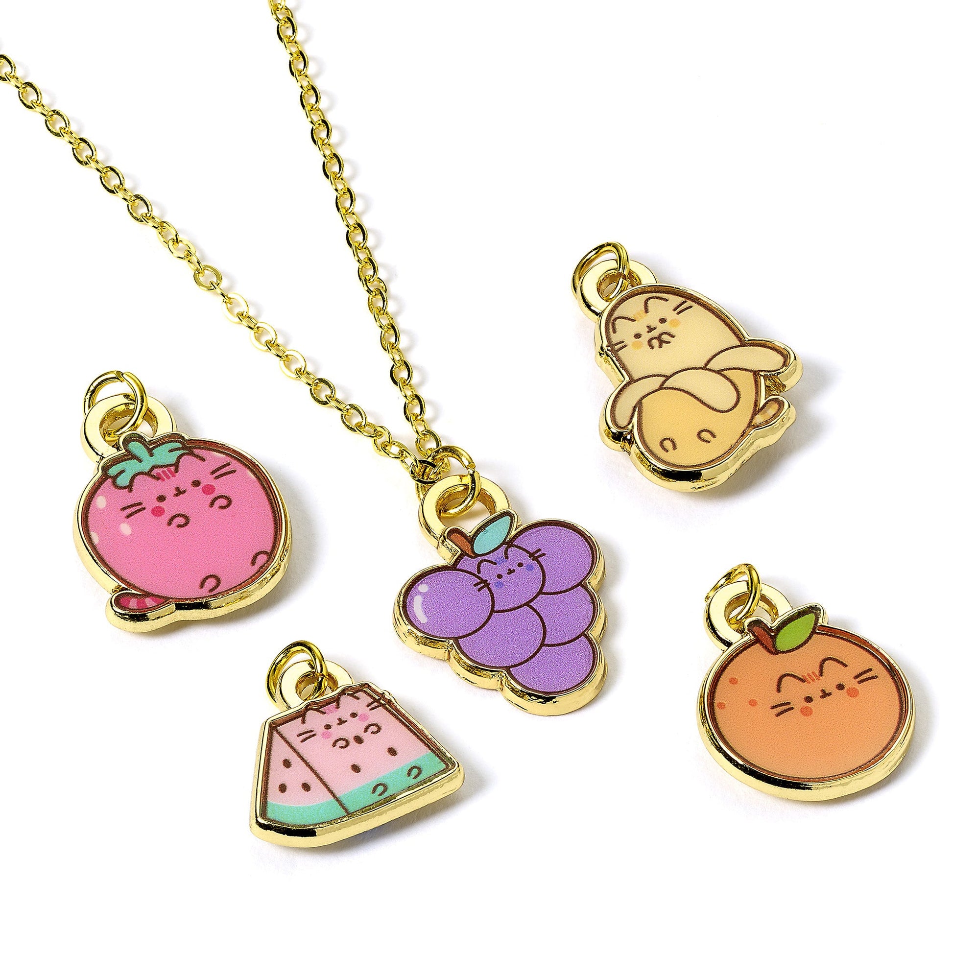 Pusheen the Cat Halsbandsset med Frukt-tema och Flera Berlocker